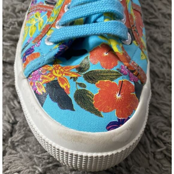 Superga 2750 Blue With Floral Pattern Women’s Shoes Size 8 - Picture 9 of 9